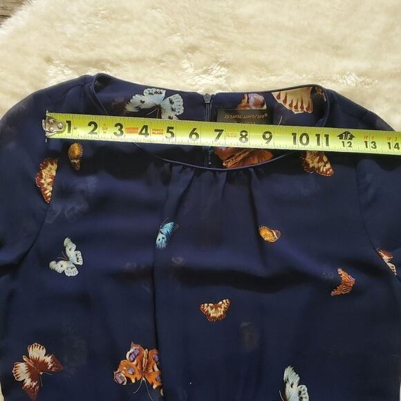 Anthropologie Gyalwana Blue Butterfly Print Flowy Midi Dress, Size 11 - Picture 5 of 10